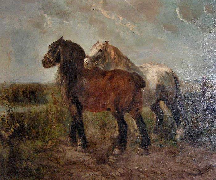 unknow artist Brabant draught horses France oil painting art